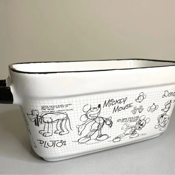 Disney Sketchbook Mickey Mouse Character Autograph Ceramic Loaf Pan - Picture 3 of 8